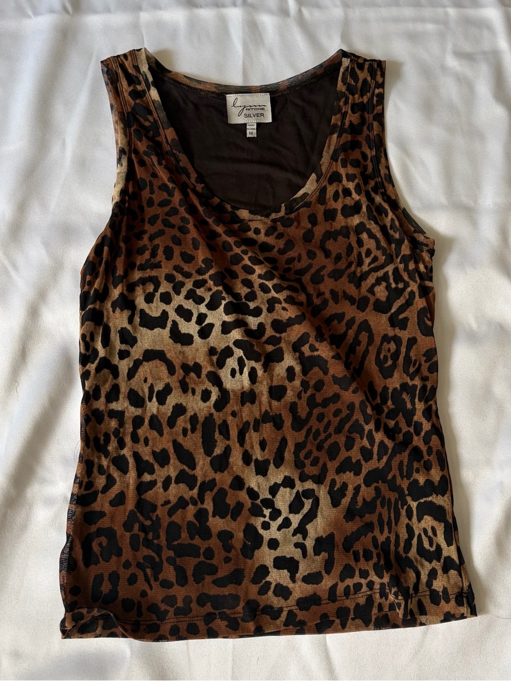 Lynn Richie Silver Leopard Print Tank Top - Brown & Black with lining